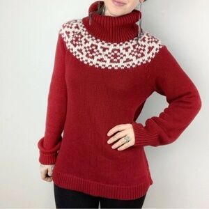 Talbots Burgundy Sweater with Cream Accents